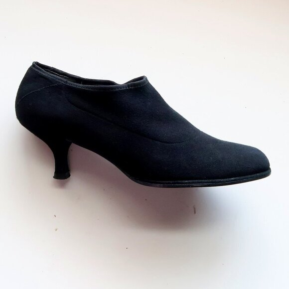 Stuart Weitzman Black Suede Leather Kitten Heel Almond Toe Ankle Boots Booties 6 - Picture 8 of 16